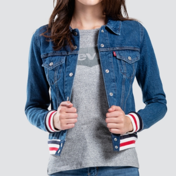 🍂 NWT Levi's Ribbed Trim Jean Jacket - Picture 3 of 10